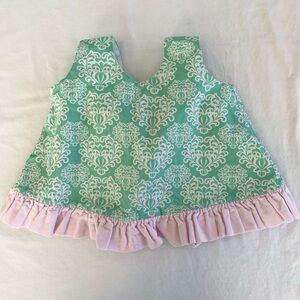 Hannah Kate Mint Green and Pink Girl’s Swing Dress Ties in the Back  Size 18 mo